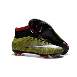Nuove Scarpe calcio Nike Mercurial Superfly FG - Volt Bianco Nero Multicolore