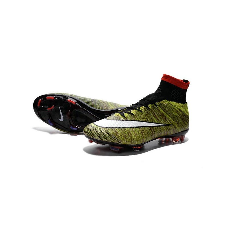 Nuove Scarpe calcio Nike Mercurial Superfly FG Volt Bianco Nero Nuove Scarpe calcio Nike Mercurial Superfly Bianco FG Volt Bianco Superfly Nero a13a28