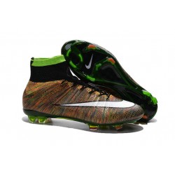 Nuove Scarpe calcio Nike Mercurial Superfly FG - Verde Nero Bianco Multicolore