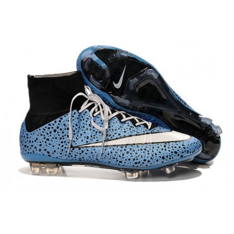 2015 Scarpa da calcio per terreni duri Nike Mercurial Superfly - Uomo Leopardo Blu Bianco Nero