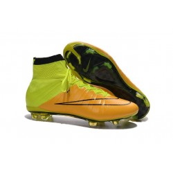 Nuove Scarpe calcio Nike Mercurial Superfly FG - Pelle Giallo Volt Nero