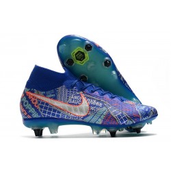 Nike Mercurial Superfly 7 Elite DF SG-PRO Sancho Blu Racer Bianco Verde