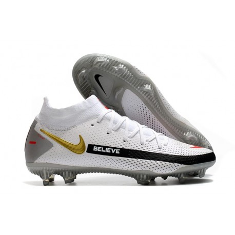 Nuovo Scarpe Nike Phantom GT Elite DF FG Bianco Nero Rosso Oro