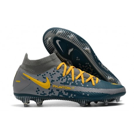 Nuovo Scarpe Nike Phantom GT Elite DF FG Blu Grigio Giallo