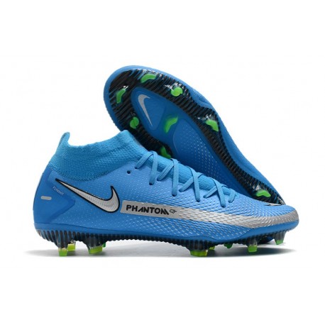 Nuovo Scarpe Nike Phantom GT Elite DF FG Blu Argento