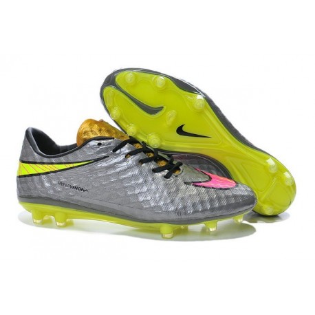 Scarpe calcio Nike HyperVenom Phantom FG - Uomo - Argenteo Rosa Giallo Nero