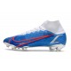 Nike Mercurial Superfly VIII Elite FG Blu Bianco