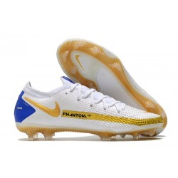 Scarpe 2021 Nike Phantom GT Elite FG Bianco Blu Oro