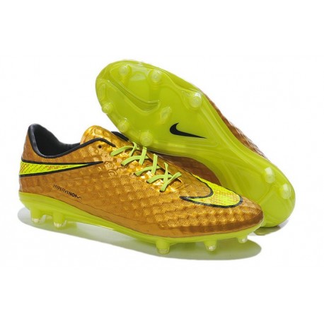 2015 Scarpa da calcio Nike HyperVenom Phantom FG Oro Volt Nero