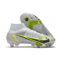 Nike Mercurial Superfly VIII Elite DF SG AC Bianco Nero Metallic Argento Volt