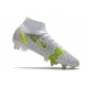 Nike Mercurial Superfly VIII Elite DF SG AC Bianco Nero Metallic Argento Volt