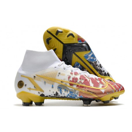 Nike Mercurial Superfly VIII Elite FG Bianco Rosso Blu Oro