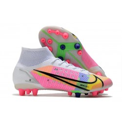 Nike Mercurial Superfly 8 Elite AG Nuovo Bianco Rosa Nero