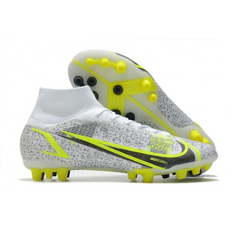 Nike Mercurial Superfly 8 Elite AG Bianco Nero Metallic Argento Volt