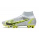 Nike Mercurial Superfly 8 Elite AG Bianco Nero Metallic Argento Volt