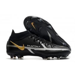 Scarpa Nike Phantom GT2 Elite DF FG Nero Metallic Grigio Scuro Oro Metallico