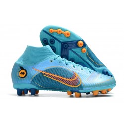 Nike Mercurial Superfly 8 Elite AG Nuovo Blu Cloro Arancione Laser Marina