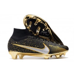 Nike Zoom Mercurial Superfly IX Elite FG Nero Oro Argento