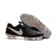 Nuove Scarpe Calcio Nike Tiempo Genio Leather FG Nero Bianco Oro