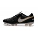 Nuove Scarpe Calcio Nike Tiempo Genio Leather FG Nero Bianco Oro