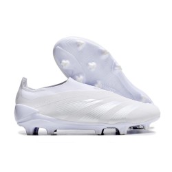 adidas Predator 24 Elite Laceless FG Bianco Argento Met