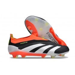 adidas Predator 24 Elite Laceless FG Nero Core Bianco Rosso Solare