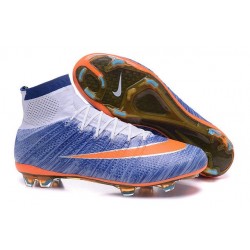 Nuove Scarpe calcio Nike Mercurial Superfly FG - Blu Arancione Bianco