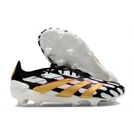 Scarpa adidas Predator 24 Elite FG Nero Bianco Oro