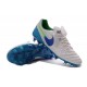 Nuove Scarpe Calcio Nike Tiempo Genio Leather FG Bianco Blu Verde