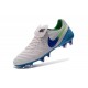 Nuove Scarpe Calcio Nike Tiempo Genio Leather FG Bianco Blu Verde