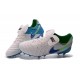 Nuove Scarpe Calcio Nike Tiempo Genio Leather FG Bianco Blu Verde