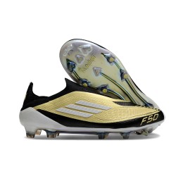 adidas F50 Elite Senza Lacci FG Nuovo Oro Met Nero Bianco