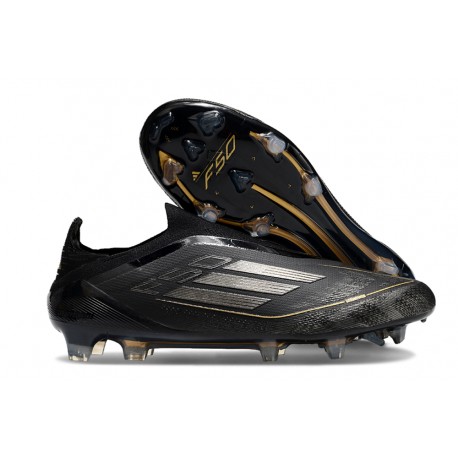 adidas F50 Elite Senza Lacci FG Nuovo Nero Core Ferro Metallizzato Oro Met