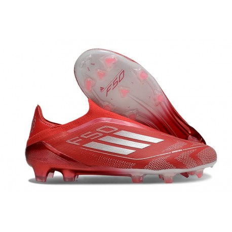 adidas F50 Elite Senza Lacci FG Nuovo Rosso Argento