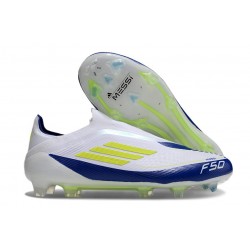 adidas F50 Elite Senza Lacci FG Nuovo Bianco Giallo Solare Blu Lucido