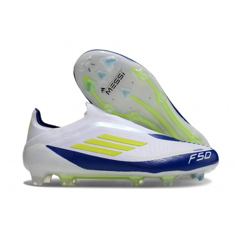 adidas F50 Elite Senza Lacci FG Nuovo Bianco Giallo Solare Blu Lucido