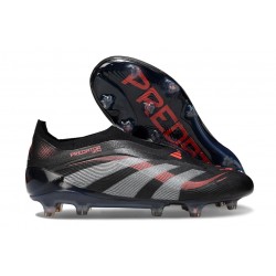 Adidas Predator Elite Senza Lacci Fg Nero Grigio 4 Rosso Lucido