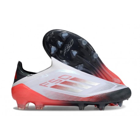 adidas F50 Elite Senza Lacci FG Nuovo Bianco Nero Rosso