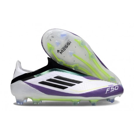 adidas F50 Elite Senza Lacci FG Nuovo X Messi Ftwr Bianco Nero Core Unity Viola