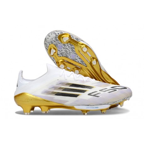 adidas Scarpe da Calcio F50 + FG Bianco Nero Oro Met