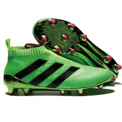 Nuovi Scarpette da Calcio Adidas Ace 16+ Purecontrol FG / AG Verde Solar Rosa Shock Nero