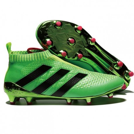 Nuovi Scarpette da Calcio Adidas Ace 16+ Purecontrol FG / AG Verde Solar Rosa Shock Nero