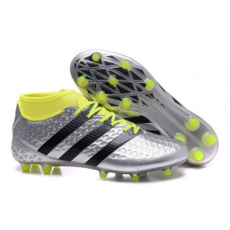 Scarpini Calcio Uomo - Adidas ACE 16.1 Primeknit FG/AG - Argenteo Nero Volt