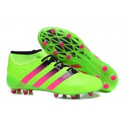 2016 Scarpini Calcio Adidas ACE 16.1 Primeknit FG/AG - Verde Solar Rosa Shock Nero