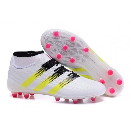 Scarpini Calcio Uomo - Adidas ACE 16.1 Primeknit FG/AG - Bianco Semi Solar Slime Blu Shock