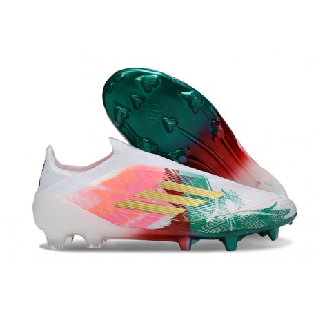 Scarpe adidas F50 Elite Laceless FG Rosa Verde Bianco Oro