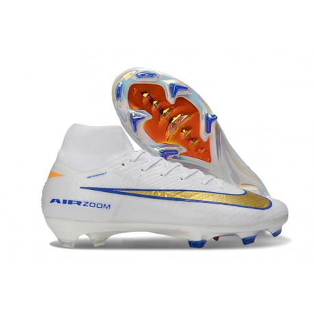 Scarpa da Calcio Nike Mercurial Superfly 10 Elite FG Bianco Blu Oro