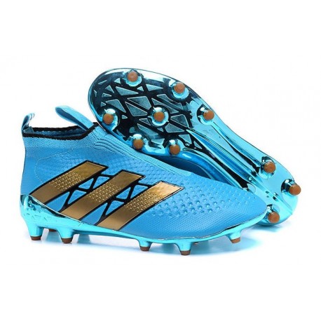 Nuovi Scarpette da Calcio Adidas Ace 16+ Purecontrol FG / AG Blu Oro