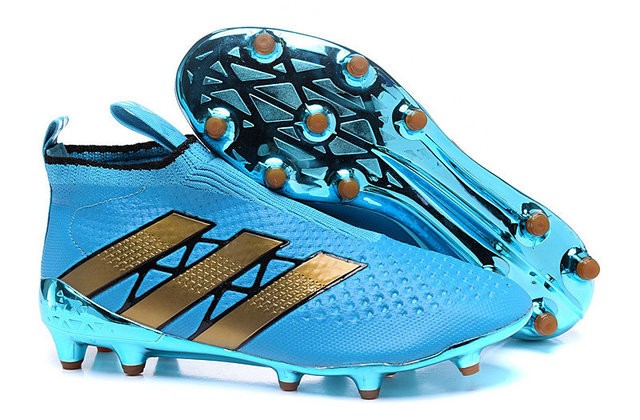 Nuovi Scarpette da Calcio Adidas Ace 16 Purecontrol FG AG Blu Oro