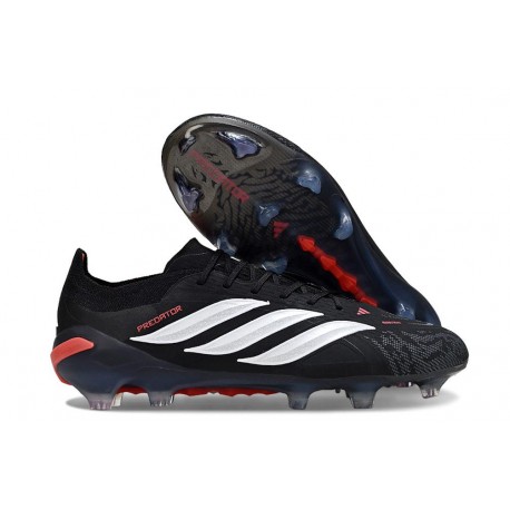 Adidas Predator 26 Elite Low FG Nero Bianco Rosso
